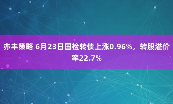 亦丰策略 6月23日国检转债上涨0.96%，转股溢价率22.7%