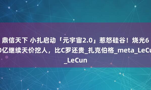鼎信天下 小扎启动「元宇宙2.0」惹怒硅谷!烧光600亿继续天价挖人,比C罗还贵_扎克伯格_meta_LeCun