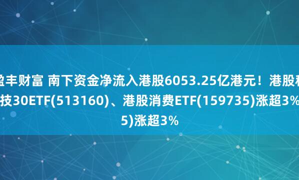 盈丰财富 南下资金净流入港股6053.25亿港元!港股科技30ETF(513160)、港股消费ETF(159735)涨超3%